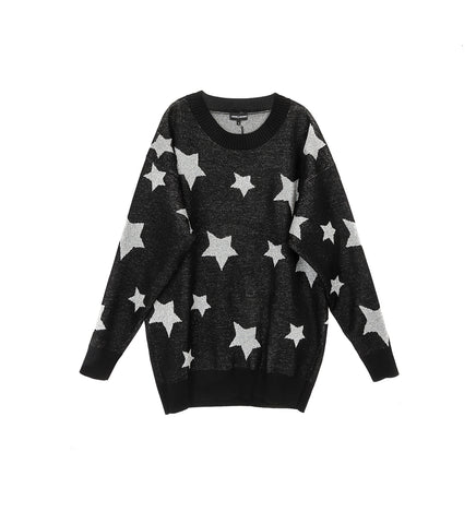 OVERSIZED MULTI STAR LS JUMPER BLACK / WHITE