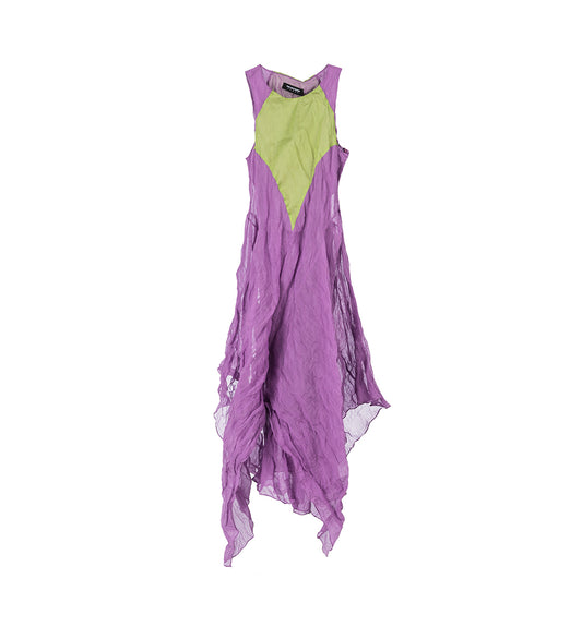 SHURA SLEEVELESS DRESS LILAC/KELLY GREEN