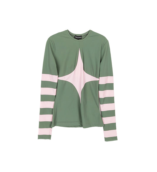 PATCHWORK CYCLING TOP MINT / PINK