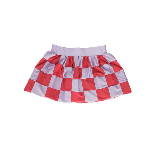 PATCHWORK SKIRT LILAC / RED