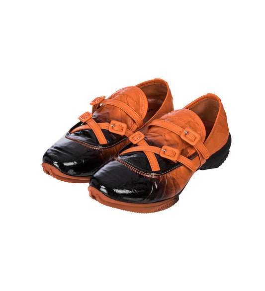 SONIA BUCKLED TANGERINE/BLACK