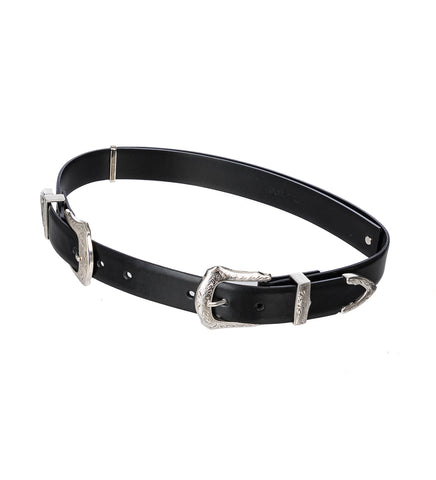 DOUBLE BUCKLE WIDE BELT BLACK