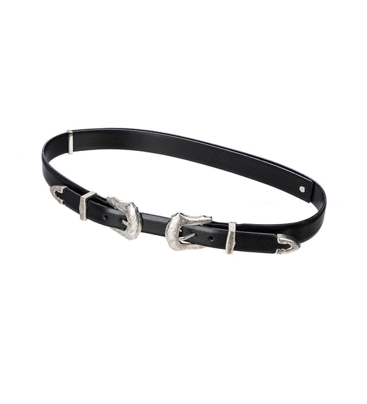 DOUBLE BUCKLE BELT BLACK