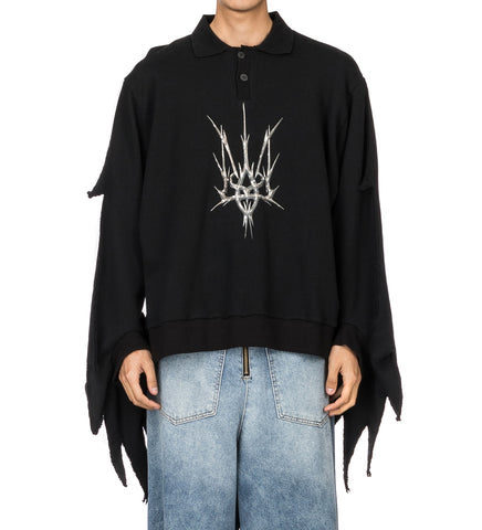 TRIDENT PRINT HOODIE WINGS BLACK