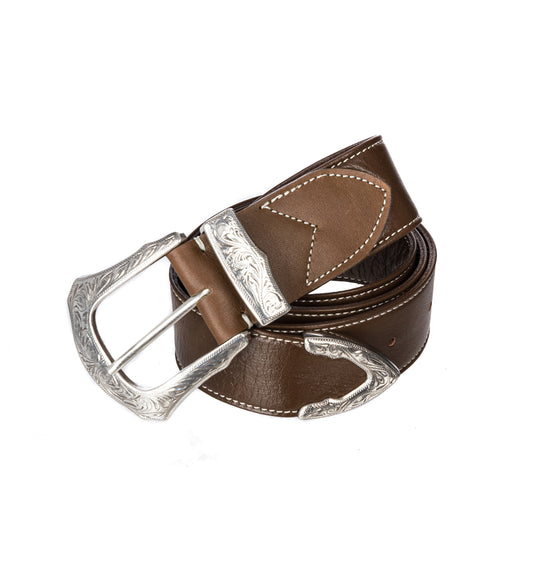 BUCKLE WIDE BELT BROWN