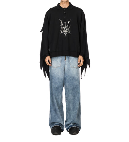 TRIDENT PRINT HOODIE WINGS BLACK