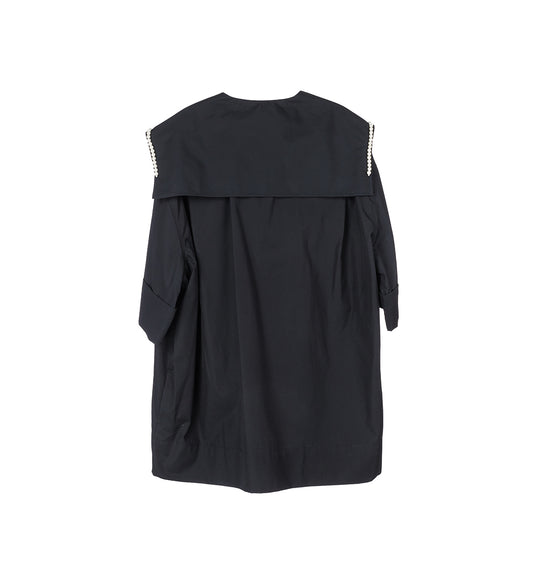 CARGO FLAP POCKET SAILOR COLLAR BOXY SHIRT BLACK/PEARL