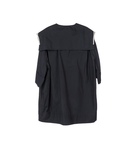 CARGO FLAP POCKET SAILOR COLLAR BOXY SHIRT BLACK/PEARL