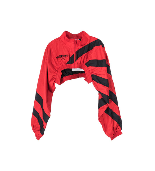 CROPPED WINDBREAKER BLACK RED