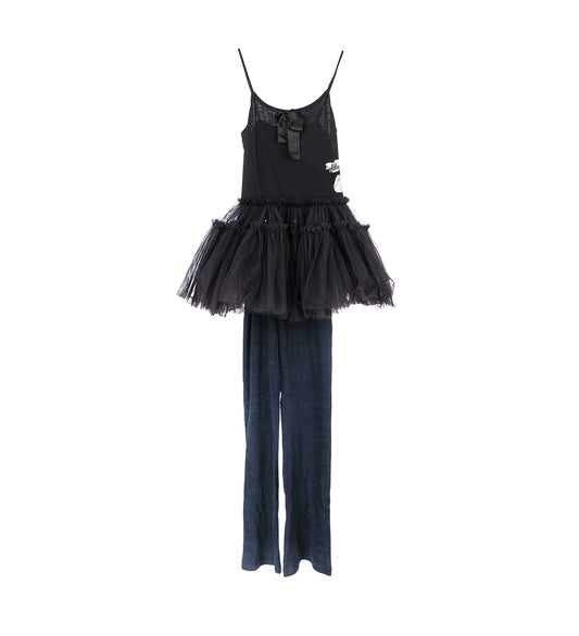 TULE DRESS W/PANTS BLACK