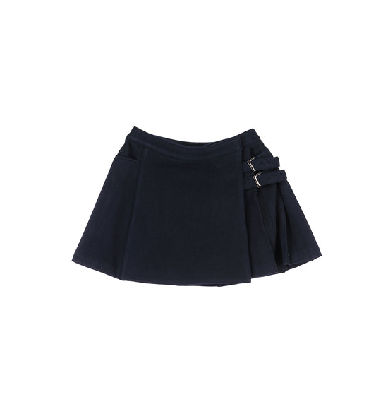 PLEATS SKIRT NAVY WOOL