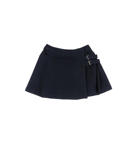 PLEATS SKIRT NAVY WOOL