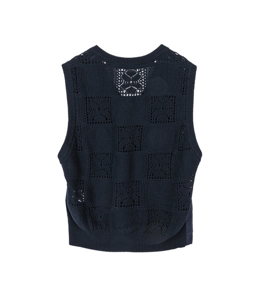 POLYESTER WOOL VEST NAVY