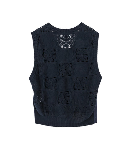 POLYESTER WOOL VEST NAVY