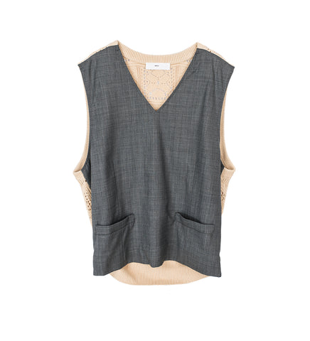 POLYESTER WOOL VEST GRAY