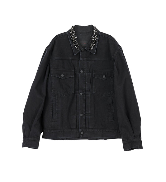 PUFF SLEEVE DENIM JACKET BLACK/JET