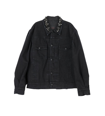 PUFF SLEEVE DENIM JACKET BLACK/JET