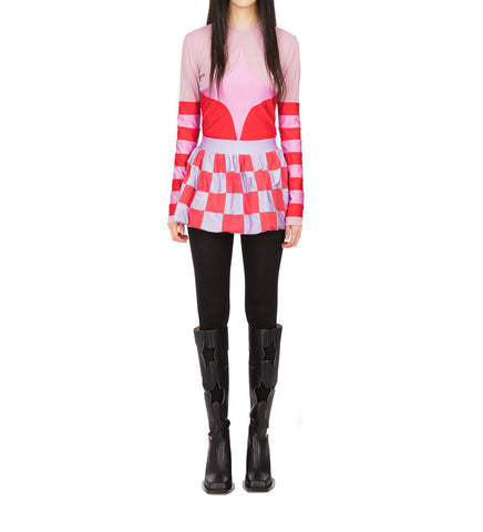 PATCHWORK SKIRT LILAC / RED