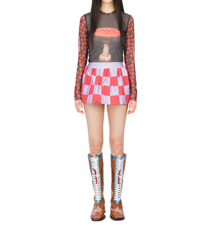 PATCHWORK SKIRT LILAC / RED