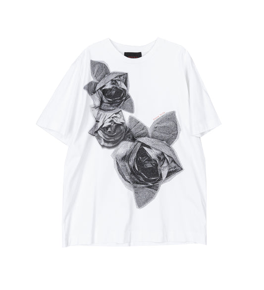 RASTERISED PRESSED ROSETTE PRINT T-SHIRT WHITE