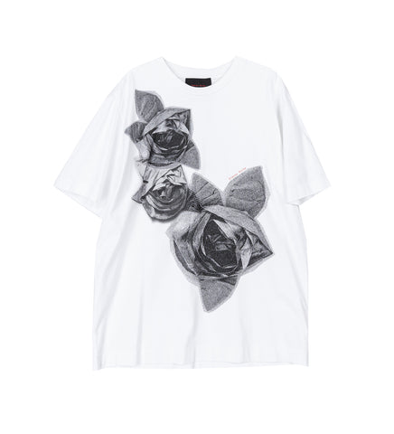 RASTERISED PRESSED ROSETTE PRINT T-SHIRT WHITE