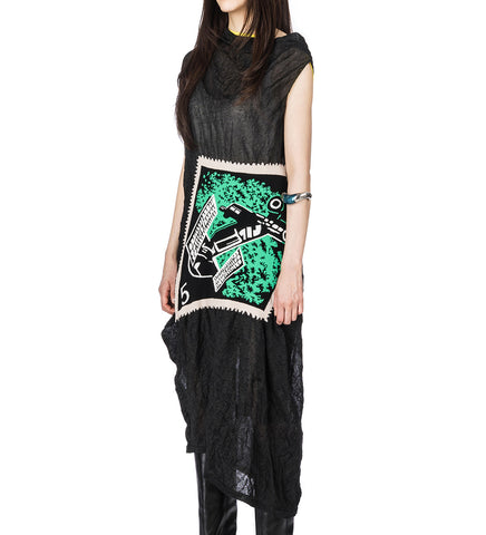 SATELLITE KNIT DRESS LAVA BLACK/GREEN INTARSIA