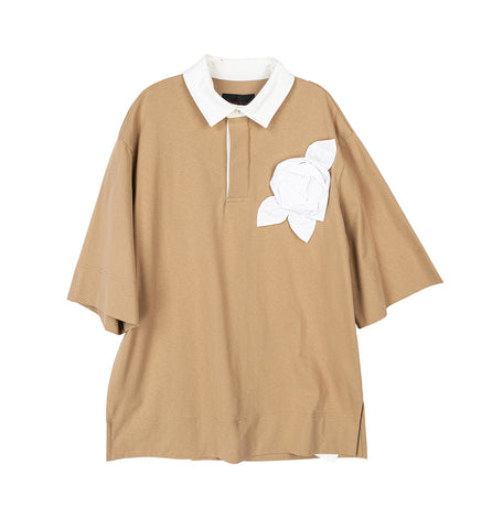 PRESSED ROSETTE RUGBY JERSEY SAND/WHITE