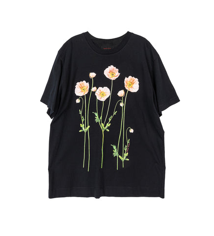 POPPY FIELD PRINT T-SHIRT BLACK