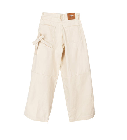 WIDE LEG PUDDLE BOW LOOP JEANS ECRU