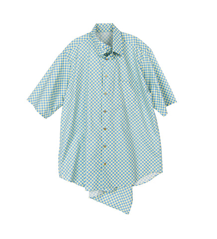 NECKERCHIEFER SHORT YELLOW/BLUE CHECK