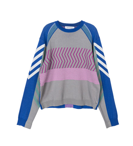GIZI PANELLED JUMPER BLUE/GREY/PINK