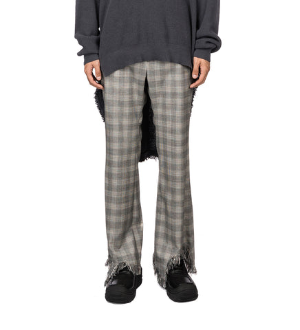 FACETASM FRINGE FLAIR CHECK PANTS GREY CHECK