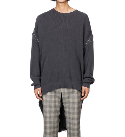 FACETASM HIGH LOW ZIPPER KNIT CHARCOAL