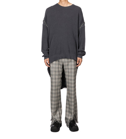 FACETASM HIGH LOW ZIPPER KNIT CHARCOAL