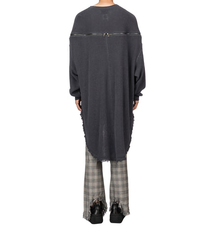 FACETASM HIGH LOW ZIPPER KNIT CHARCOAL