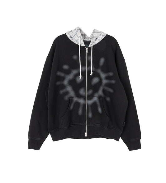 SUN FADED ZIP HOODIE BLACK