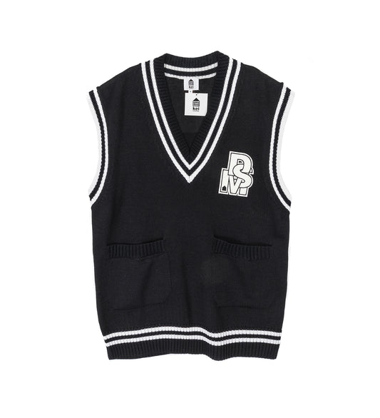 OVERSIZED VEST WITH PATCH BLACK