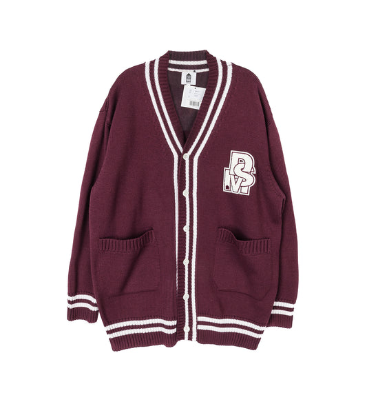 OVERSIZED CARDIGAN WITH PATCH BURGUNDY