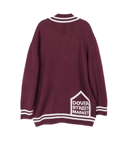 OVERSIZED CARDIGAN WITH PATCH BURGUNDY