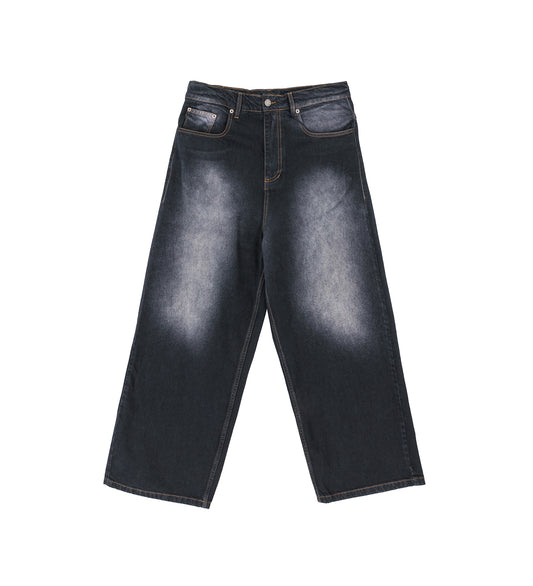 SUN DYED EXTRA BAGGY DENIM PANT BLACK