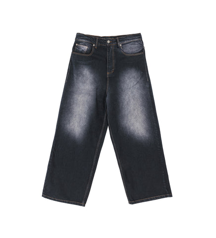 SUN DYED EXTRA BAGGY DENIM PANT BLACK