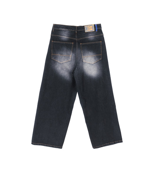 SUN DYED EXTRA BAGGY DENIM PANT BLACK