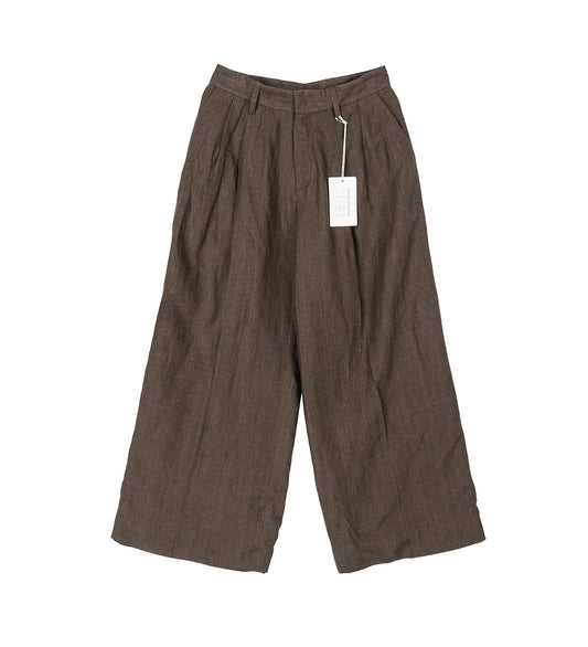 PLEATED SUIT TROUSERS DARK BROWN