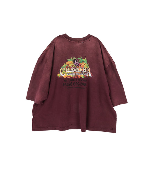 WILLY PRODUCE DESTROYED BUFFALO TEE BEETROOT