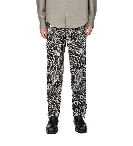 4SDESIGNS FB PLEAT PANT BLACK CAMELIA PRINTED