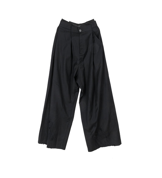 FOLDED WOOL TROUSERS BLACK