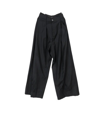 FOLDED WOOL TROUSERS BLACK