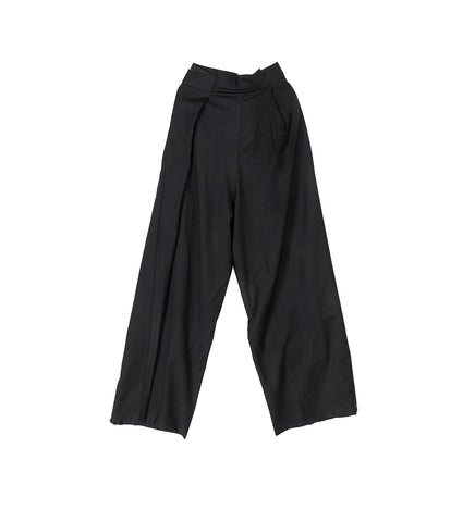 FOLDED WOOL TROUSERS BLACK