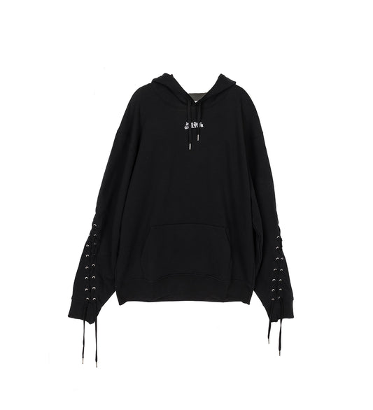 OVERSIZED LACED HOODIE BLACK