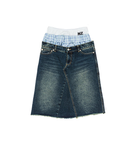 TRIPLE WAIST SKIRT LIGHT WASH